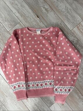 Vintage Avon Sweater Pink Polka dot Made in USA